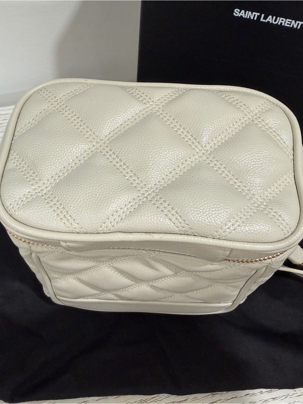 Saint Laurent Cream Quilted Crossbody Camera Bag with Gold Hardware - Picture 6 of 10